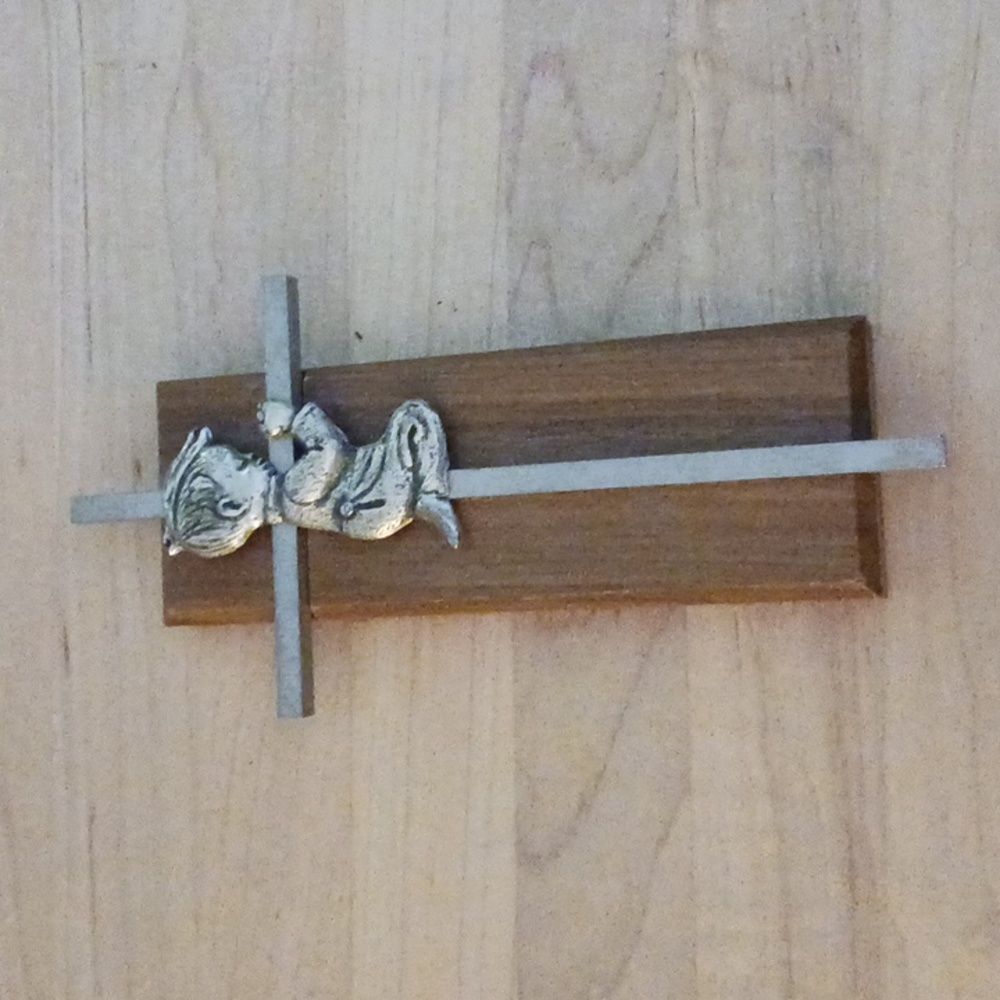 Baby boy cross wooden metal